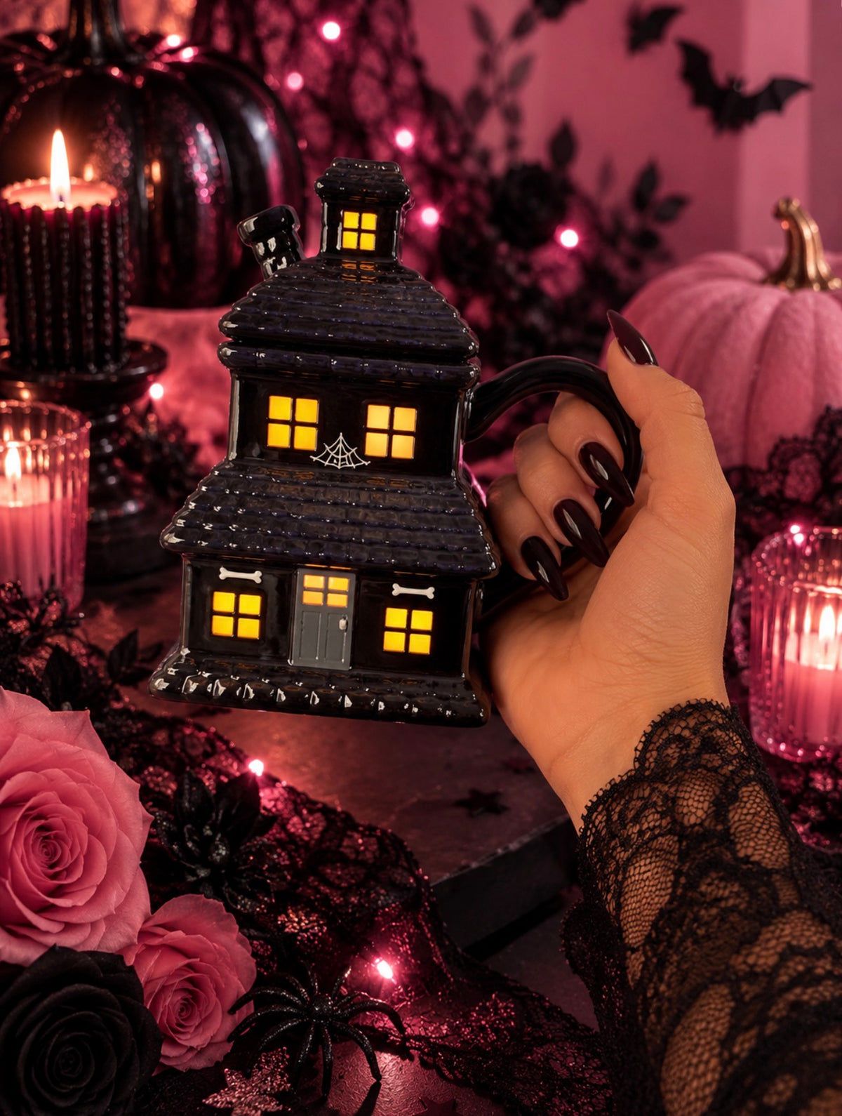 Black Haunted House Mug